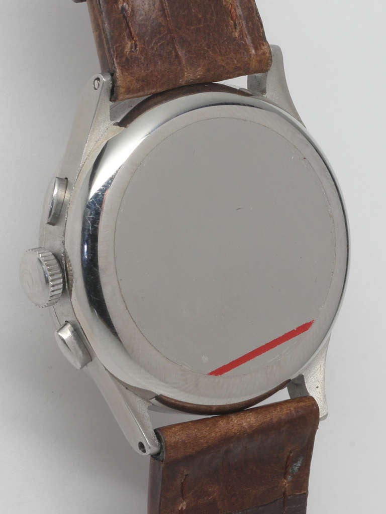 Men's Matthey Tissot Stainless Steel Chronograph Wristwatch circa 1940s