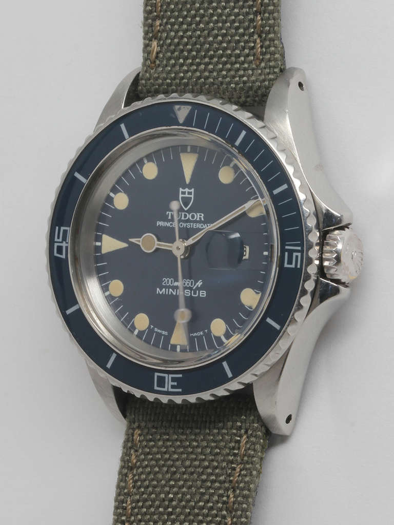 Tudor Lady's Stainless Steel Mini-Sub Wristwatch circa 1980s In Excellent Condition In West Hollywood, CA