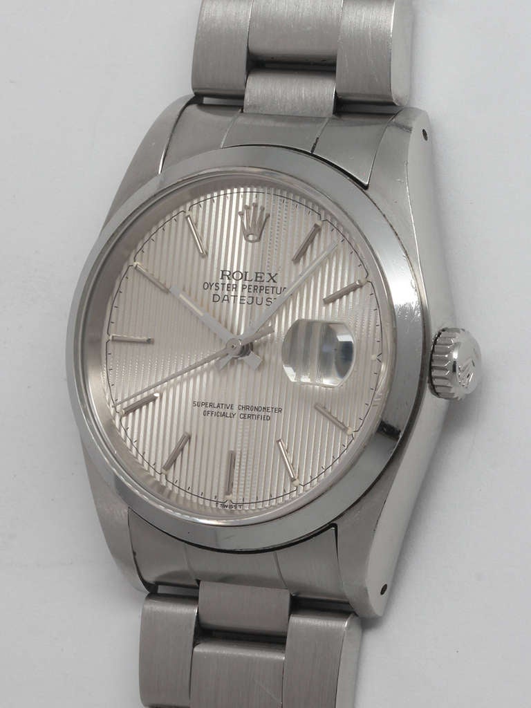 Rolex Stainless Steel Datejust Wristwatch Ref 16200 circa 1987 In Excellent Condition In West Hollywood, CA