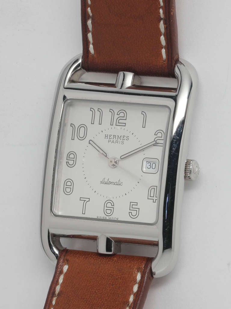 Hermes Stainless Steel Man's Cape Cod Automatic Wristwatch circa 2000s In Excellent Condition In West Hollywood, CA