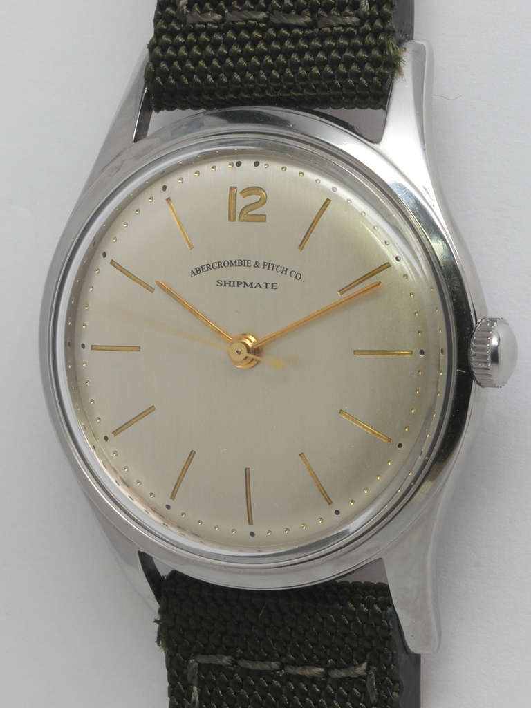 Abercrombie & Fitch Stainless Steel Shipmate Wristwatch circa 1960s In Excellent Condition In West Hollywood, CA