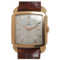 Vintage Omega Rose Gold Square Automatic Wristwatch circa 1950s