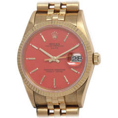 Vintage Rolex Yellow Gold Date Wristwatch with Custom-Colored Dial circa 1992