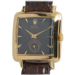 Vintage Rolex Yellow Gold Square Automatic Wristwatch circa 1950s
