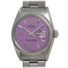 Rolex Stainless Steel Date Wristwatch with Custom-Colored Dial circa 1969