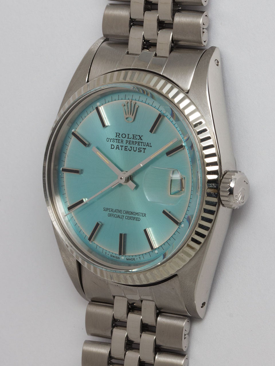 Rolex Stainless Steel Datejust Custom Dial Wristwatch Ref 1601 In Excellent Condition In West Hollywood, CA