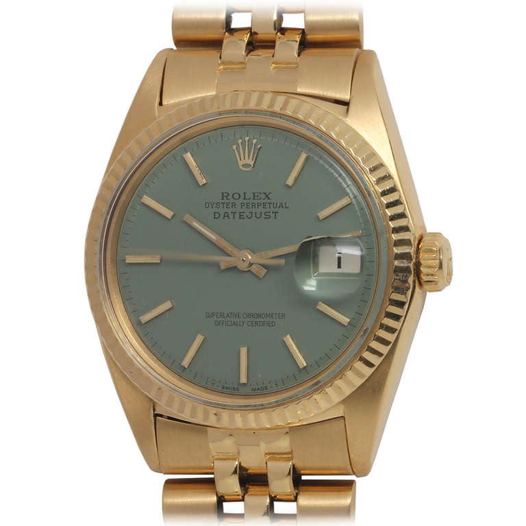 Rolex Yellow Gold Datejust Wristwatch with Custom-Colored Dial Ref 1601