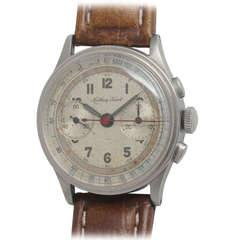 Vintage Matthey Tissot Stainless Steel Chronograph Wristwatch circa 1940s