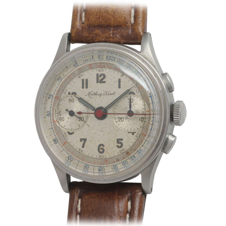 Matthey Tissot Stainless Steel Chronograph Wristwatch circa 1940s