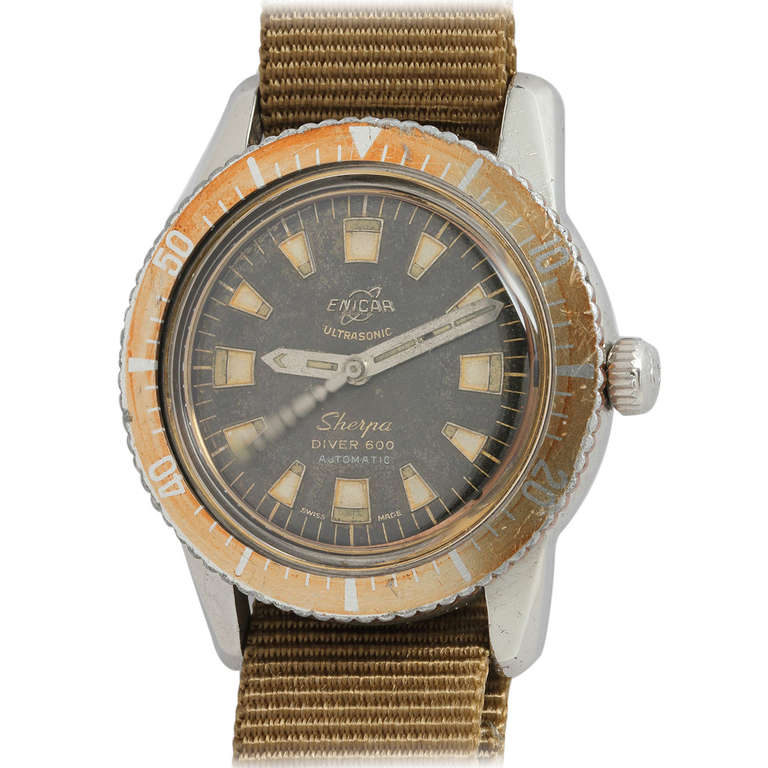 Enicar Stainless Steel Sherpa Diver 600 Wristwatch circa 1960s