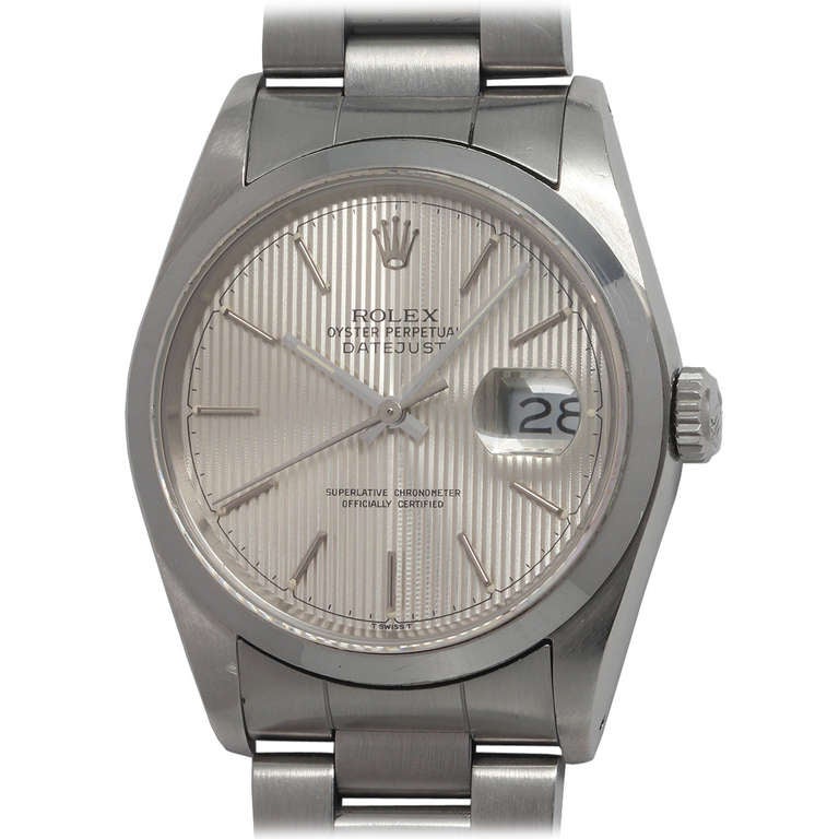 Rolex Stainless Steel Datejust Wristwatch Ref 16200 circa 1987