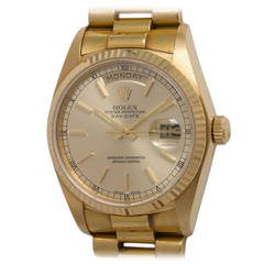 Vintage Rolex Yellow Gold Day Date Wristwatch ref 18038