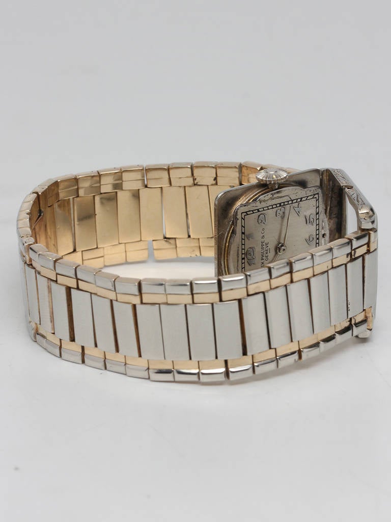 Patek Philippe White Gold Square Hinged Wristwatch with Bracelet circa 1930s In Excellent Condition In West Hollywood, CA
