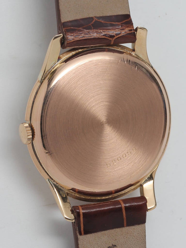 Men's Ulysse Nardin Rose Gold Oversized Wristwatch circa 1950s