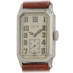 Vintage Gruen White Gold-Filled Quadron Wristwatch circa 1930s
