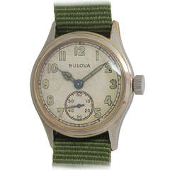 Vintage Bulova Base Metal Military-Style Wristwatch circa 1940s