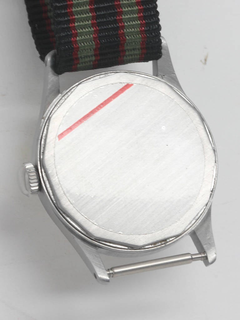 Wittnauer Stainless Steel Military Wristwatch circa 1950s In Excellent Condition In West Hollywood, CA