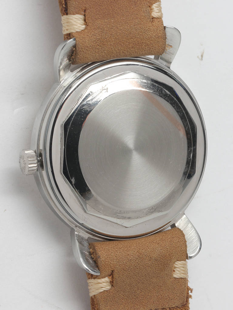 Men's Longines Stainless Steel Automatic Wristwatch with Waffle Dial circa 1950s