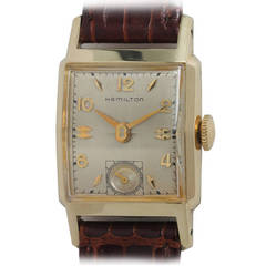Retro Hamilton Yellow Gold-Filled Square Wristwatch circa 1950s