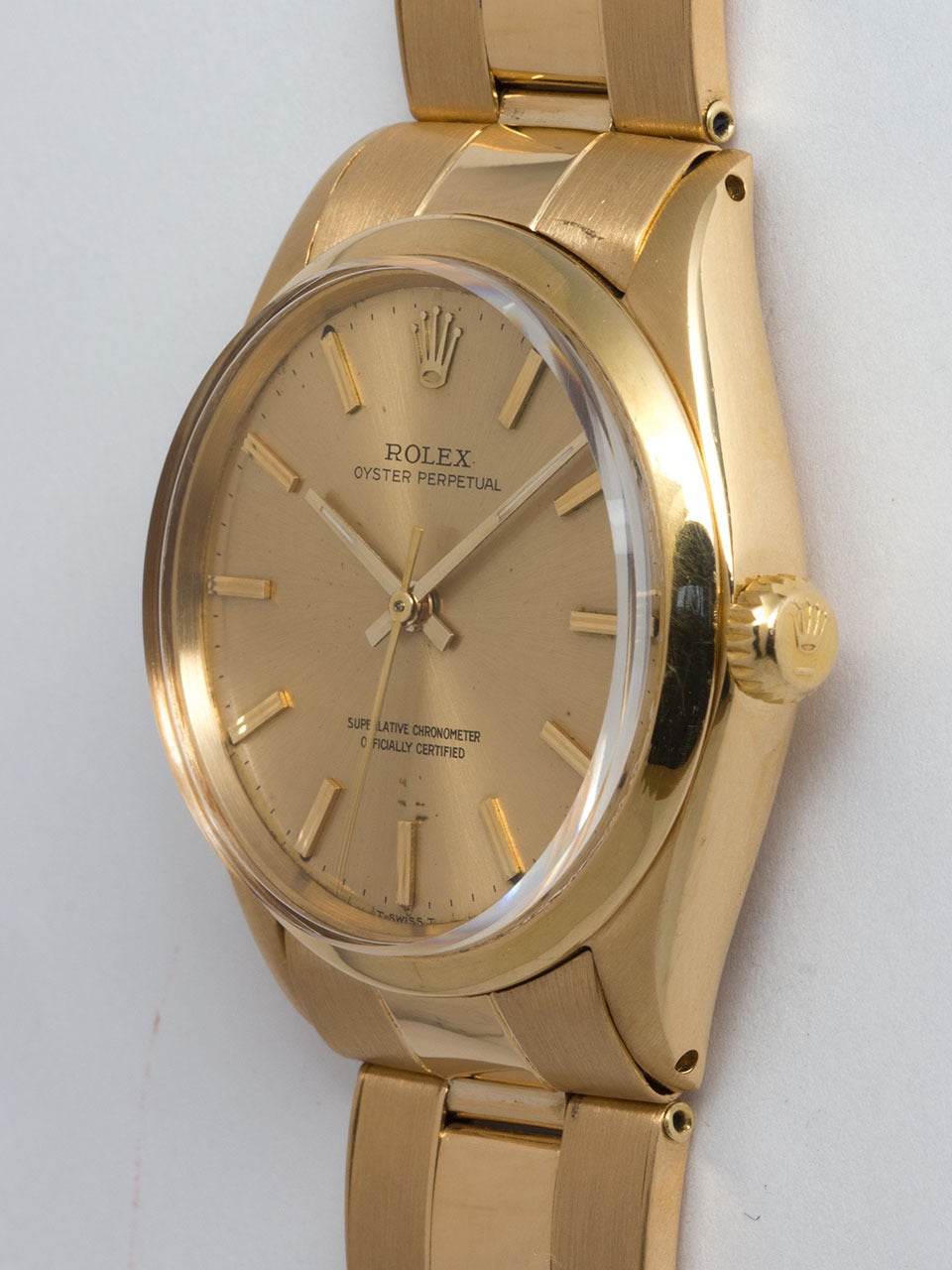 Rolex Yellow Gold Oyster Automatic Perpetual Wristwatch Ref 1005 In Excellent Condition In West Hollywood, CA