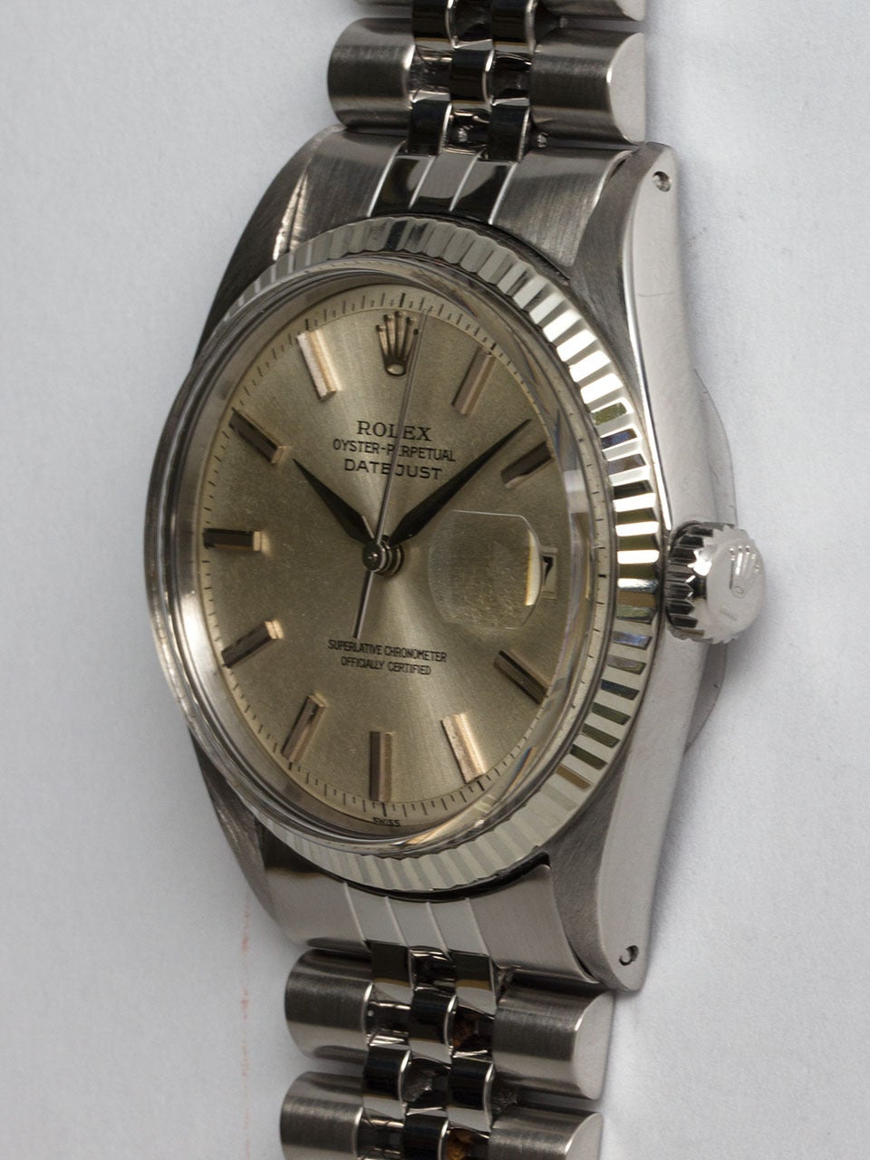 Rolex Stainless Steel Datejust Automatic Wristwatch Ref 1601 In Excellent Condition In West Hollywood, CA