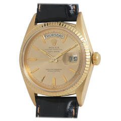 Rolex Yellow Gold Day-Date Wristwatch with Underline Dial circa 1960s
