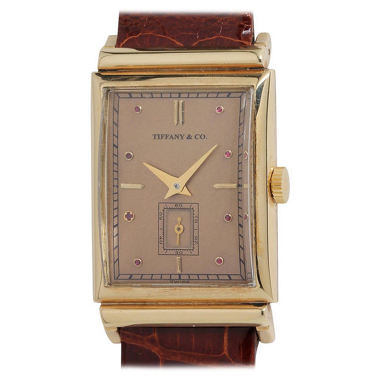 Tiffany & Co Yellow Gold Rectangular Wristwatch circa 1943