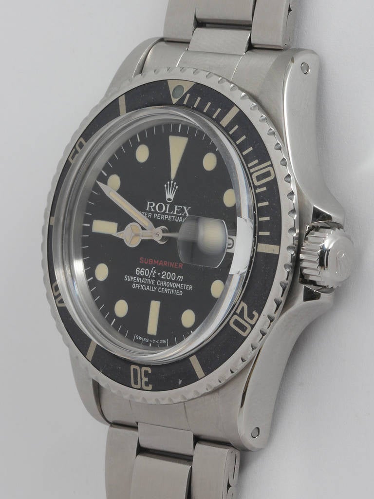 Rolex Stainless Steel Red Submariner Wristwatch Ref 1680 circa 1973 In Excellent Condition In West Hollywood, CA
