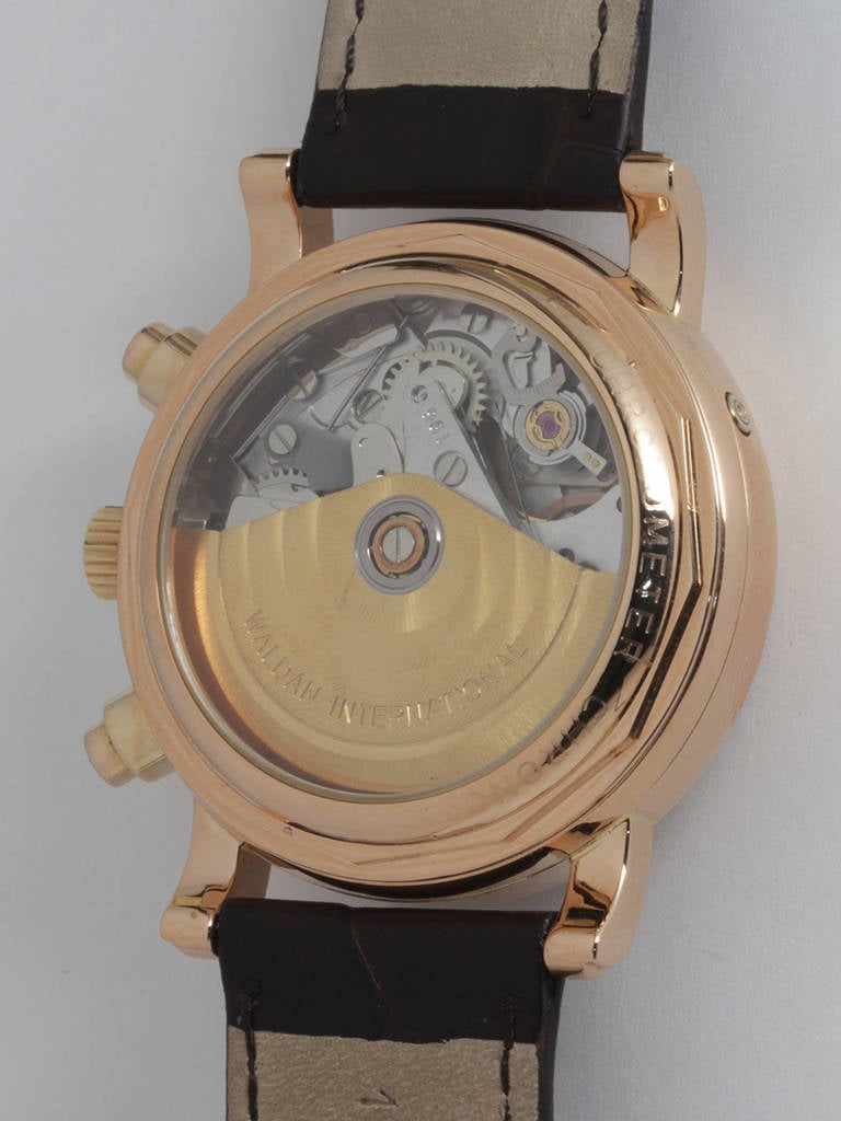 Men's Waldan Rose Gold Triple-Calendar Chronograph Watch with Moonphase circa 1990s