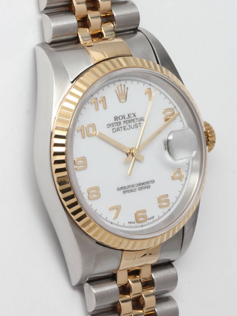 Rolex Stainless Steel and Yellow Gold Datejust Wristwatch, circa 1996