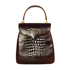 Lana Marks Brown Crocodile Princess Di Expandable Handbag Rt. $11, 000