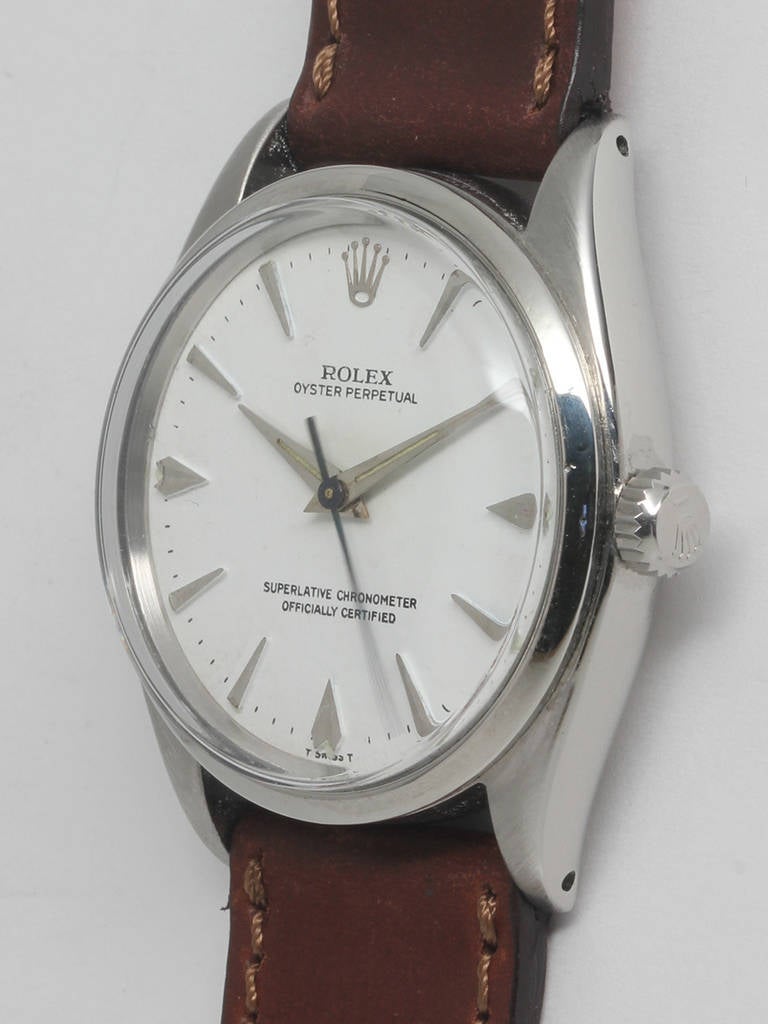 Rolex Stainless Steel Oyster Perpetual Wristwatch circa 1960 In Excellent Condition In West Hollywood, CA