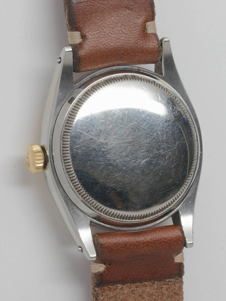 Men's Rolex Stainless Steel and Yellow Gold Jumbo Bubbleback Wristwatch circa 1954
