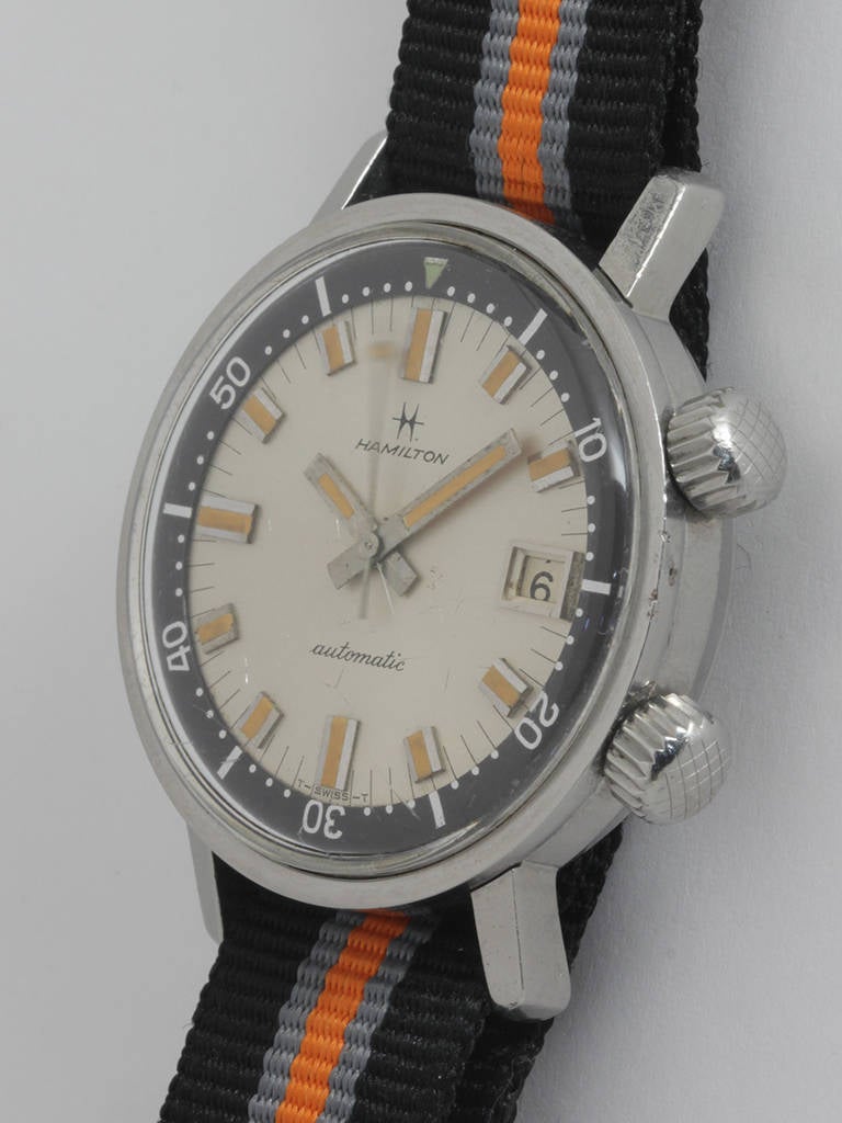 Hamilton Stainless Steel Super Compressor Diver's Wristwatch circa 1960s In Excellent Condition In West Hollywood, CA