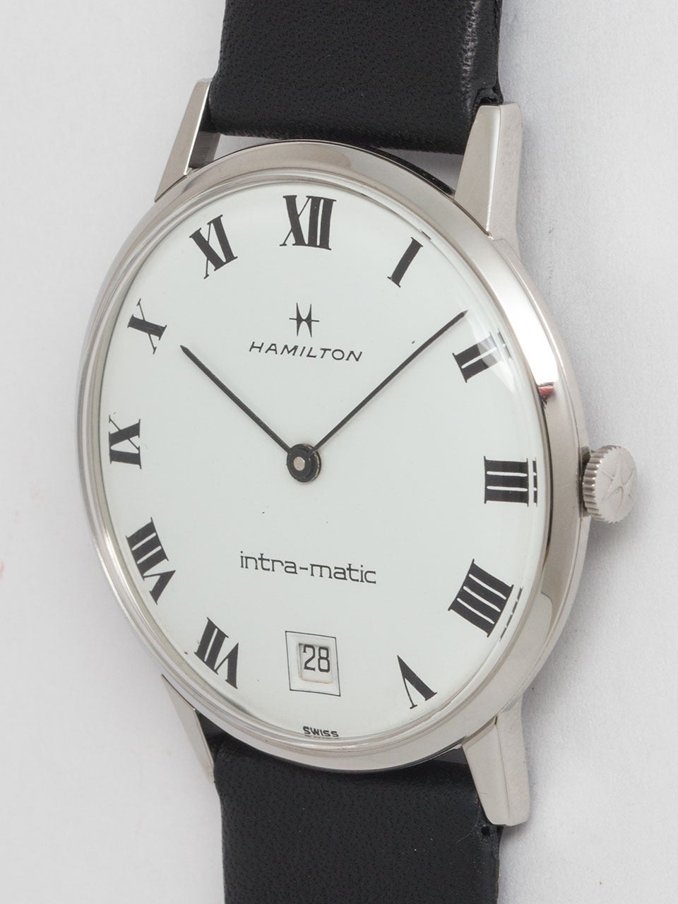 Hamilton Stainless Steel Intra-Matic Automatic Wristwatch In Excellent Condition In West Hollywood, CA