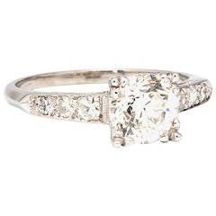 Platinum and Diamond Engagement Ring circa 1940s 9