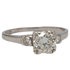 Platinum and Diamond Engagement Ring circa 1940s 8