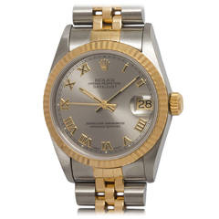 Rolex Yellow Gold Stainless Steel Midsize Datejust Wristwatch Ref 68273