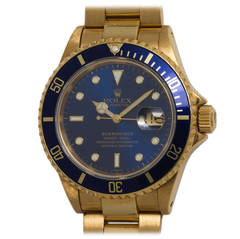 Rolex Yellow Gold Submariner Wristwatch Ref 16818