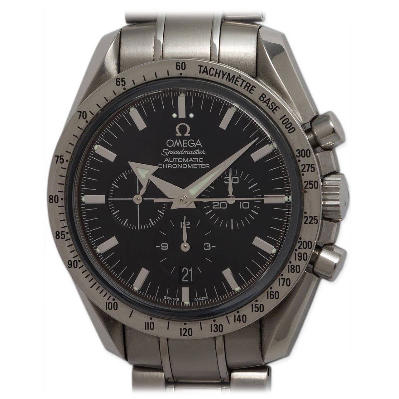 Omega Stainless Steel Speedmaster Broad Arrow Reissue Wristwatch