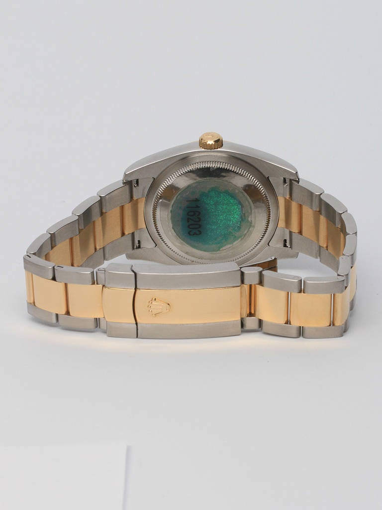Men's Rolex Stainless Steel and Yellow Gold Datejust Wristwatch Ref 116203 circa 2005