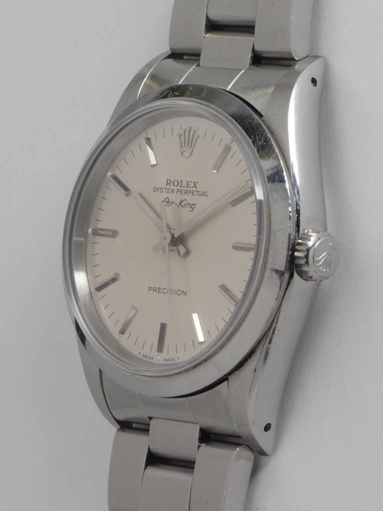 Rolex Stainless Steel Airking Wristwatch Ref 14000 circa 1990 In Excellent Condition In West Hollywood, CA