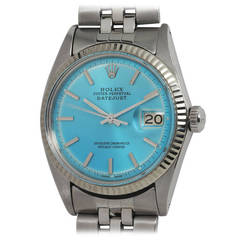 Retro Rolex Stainless Steel Datejust Wristwatch with Custom-Colored Dial circa 1965