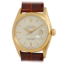 Retro Rolex Yellow Gold Datejust Wristwatch Ref 6605 circa 1960