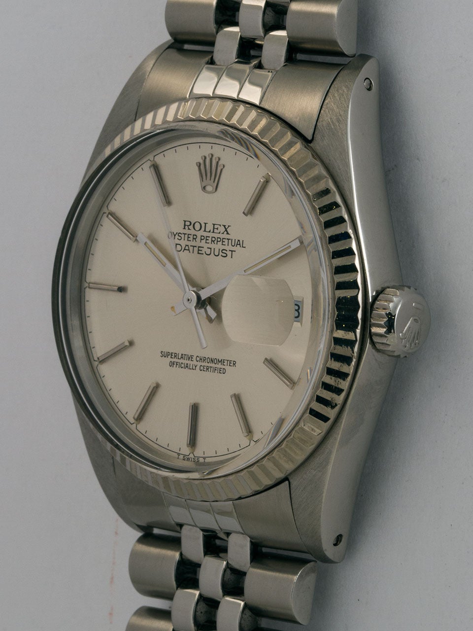 Rolex Stainless Steel Datejust Wristwatch Ref 16014 In Excellent Condition In West Hollywood, CA