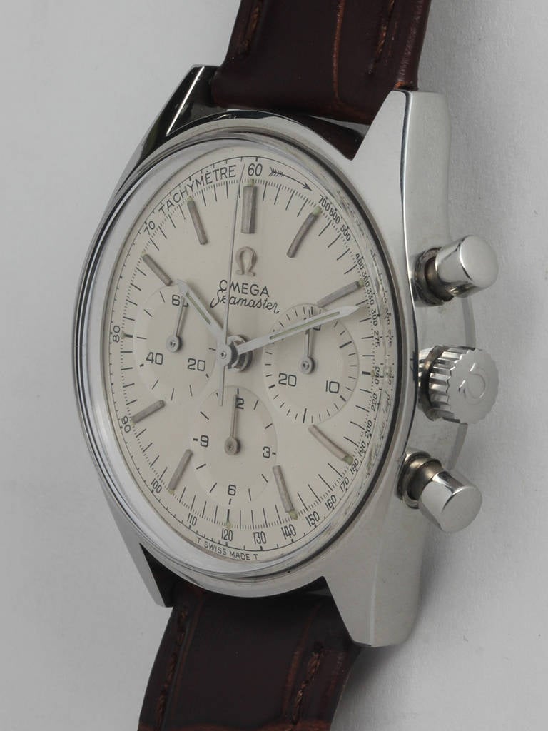 Omega Stainless Steel Seamaster Chronograph Wristwatch circa 1963 In Excellent Condition In West Hollywood, CA