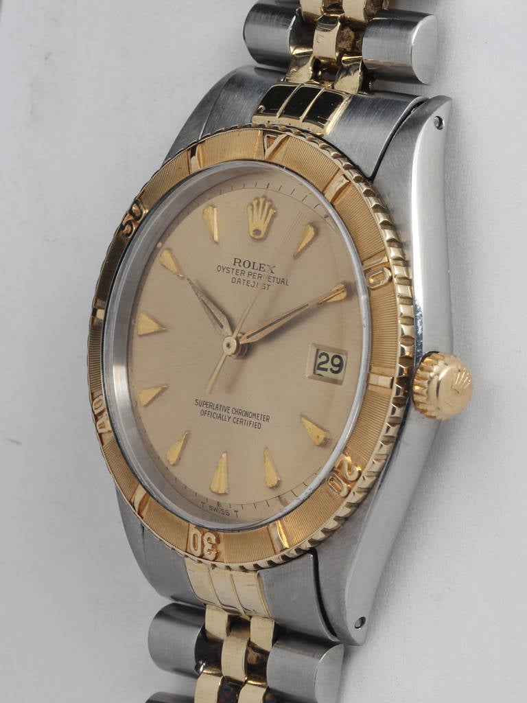 Rolex Steel and Gold Thunderbird Turnograph Wristwatch Ref 1625 circa 1964 In Excellent Condition In West Hollywood, CA