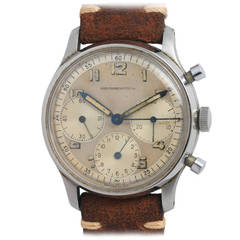 Vintage Abercrombie & Fitch Stainless Steel Chronograph Wristwatch circa 1950s