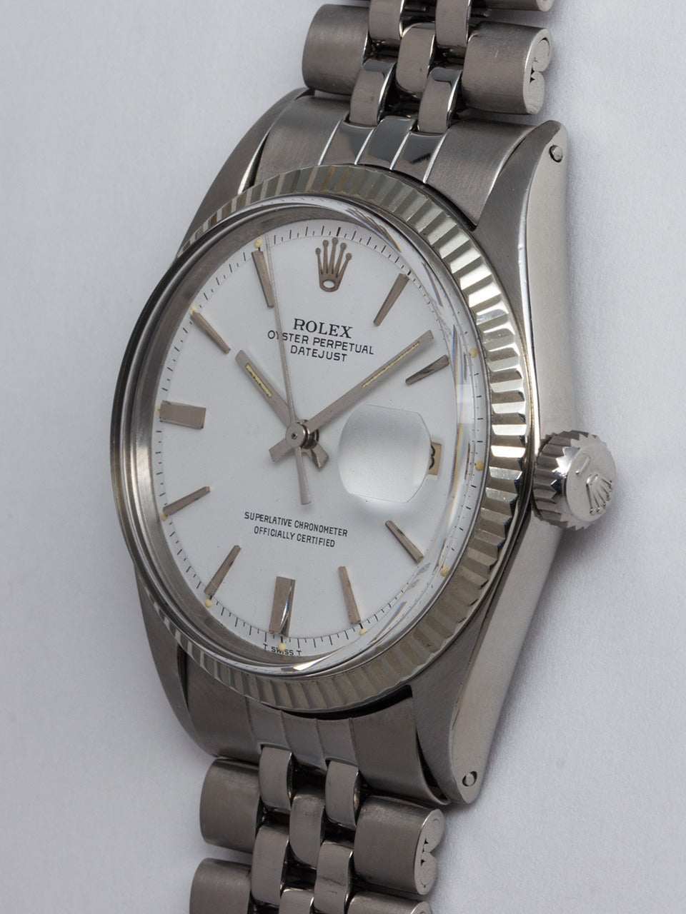 Rolex Stainless Steel Datejust Wristwatch Ref 1601 In Excellent Condition In West Hollywood, CA