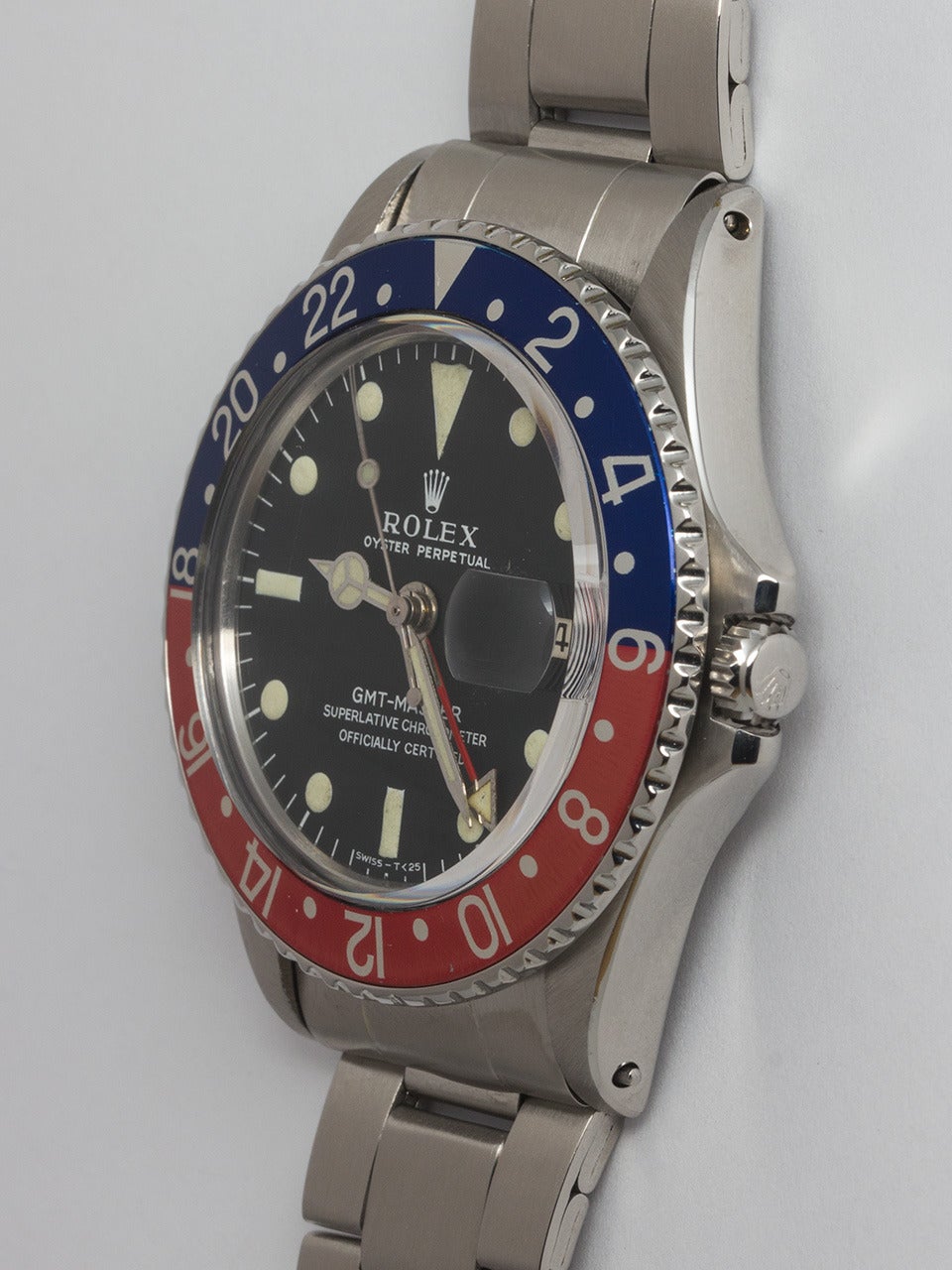 Rolex Stainless Steel GMT-Master Wristwatch Ref 1675 In Excellent Condition In West Hollywood, CA
